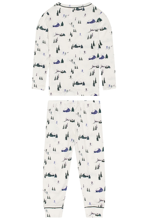 view 2 of 4 Kids Printed Long Pajama Set in Ski Chalet Ivory & Pine