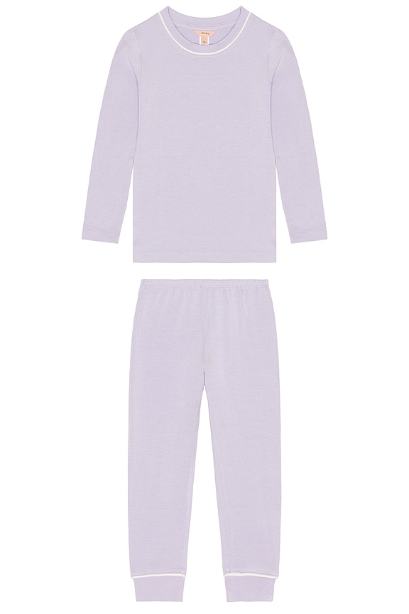view 1 of 2 Kids Printed Long Paj in Lavender Dusk & Ivory