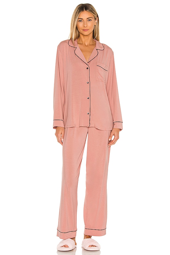 view 1 of 3 Gisele Long PJ Set in Rose Tan & Black