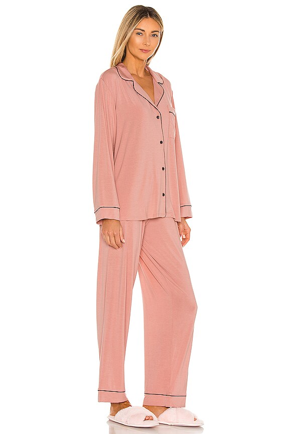 view 2 of 3 Gisele Long PJ Set in Rose Tan & Black