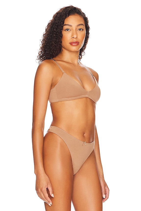 view 2 of 4 Pima Stretch Cotton V Bralette in Mocha