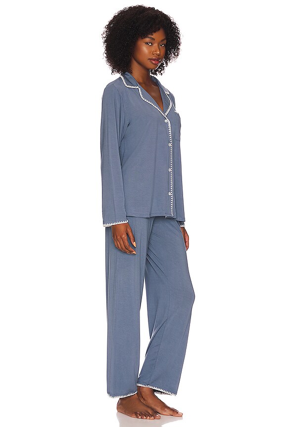 view 2 of 3 The Whip Stitch Long PJ Set in Coastal Blue