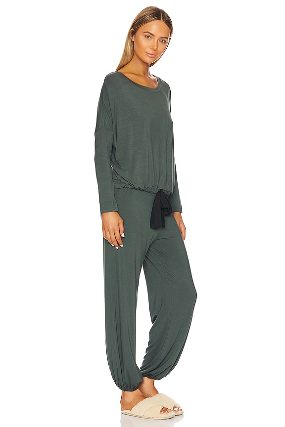 view 2 of 3 Gisele Slouchy Pajama Set in Kelp & Black