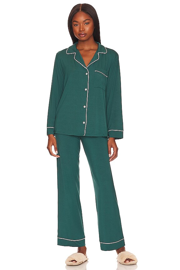 view 1 of 3 Gisele Long Pajama Set in Evergreen & Ivory
