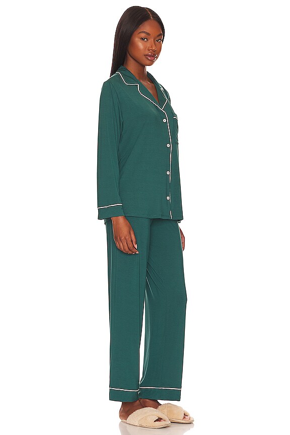 view 2 of 3 Gisele Long Pajama Set in Evergreen & Ivory