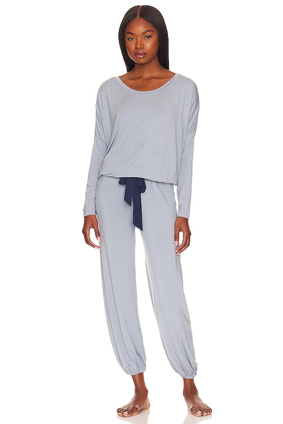 view 1 of 3 Gisele Slouchy Pajama Set in Ciel & Navy