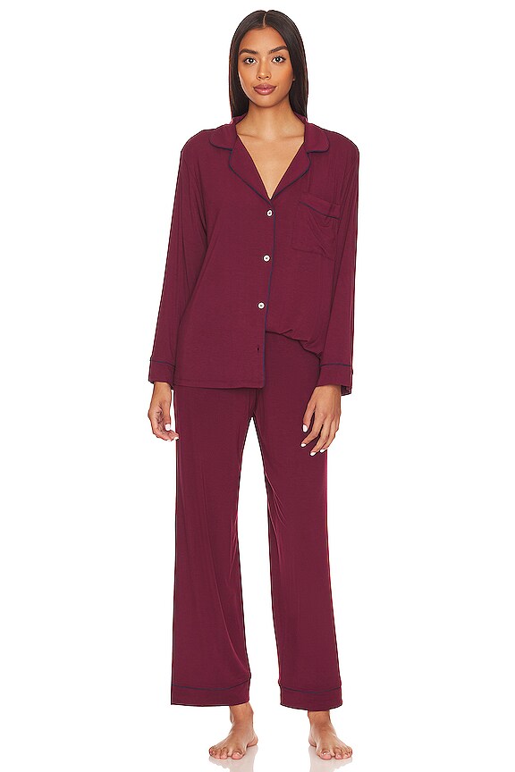 view 1 of 3 Gisele Long Pajama Set in Mulberry & Navy