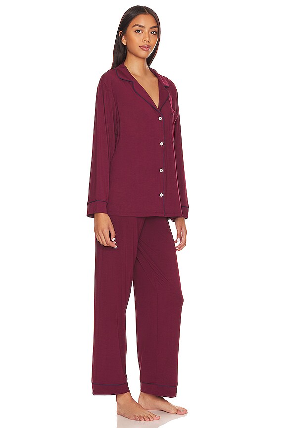 view 2 of 3 Gisele Long Pajama Set in Mulberry & Navy