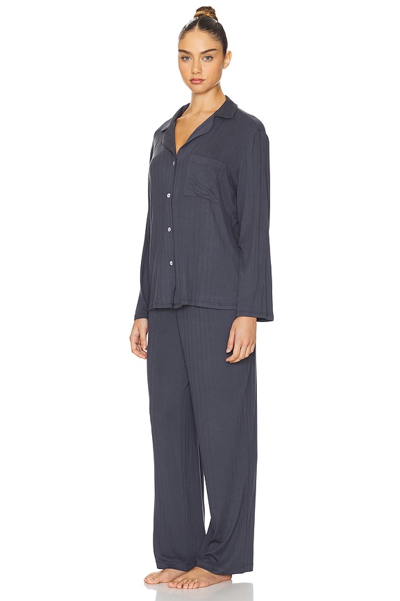 view 2 of 3 Gisele Rib Long PJ Set in Graphite