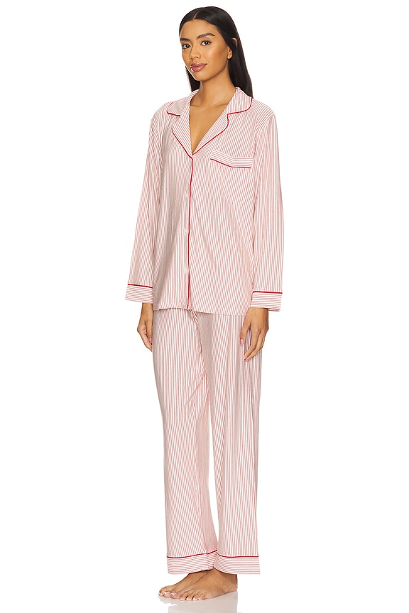 view 2 of 4 Gisele Printed Long PJ Set in Duo Stripe Holly Red