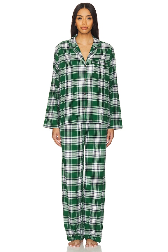 view 2 of 4 FLANNEL LONG パジャマセット in Tartan Plaid Forest Green