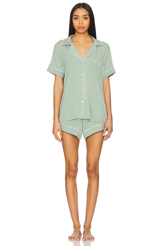 view 2 of 4 Gisele Relaxed Short PJ Set in Eucalyptus & Ivory
