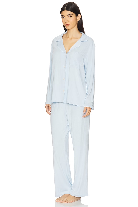 view 2 of 3 Gisele Rib Long PJ Set in Nantucket Breeze