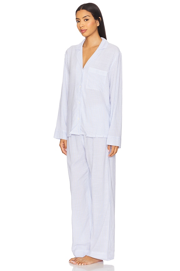 view 2 of 4 Nautico Long PJ Set in Nautico White & Cornflower Blue