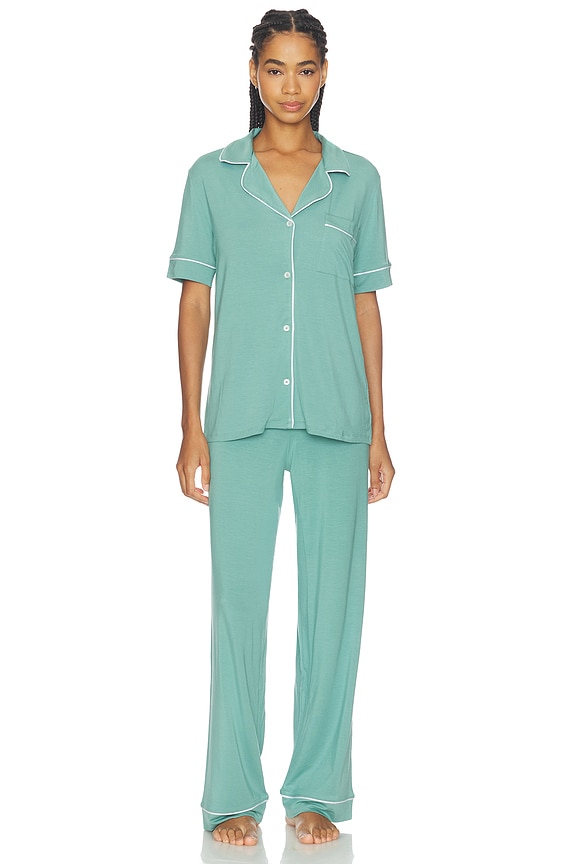 view 1 of 4 CONJUNTO DE PIJAMA DE MANGA CORTA GISELE in Seagrass & White