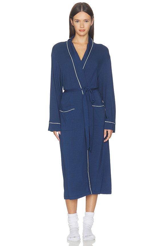 view 2 of 4 PEIGNOIR LONG GISELE in Navy & Ivory