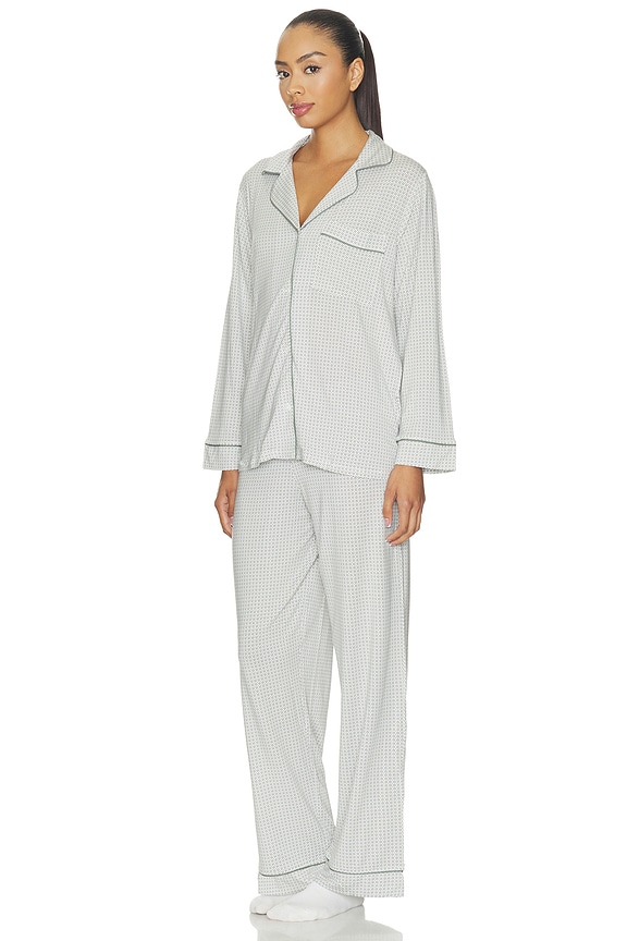 view 2 of 5 Gisele Printed Long Pajama Set in Geo Mod Desert Sage & Desert Sage