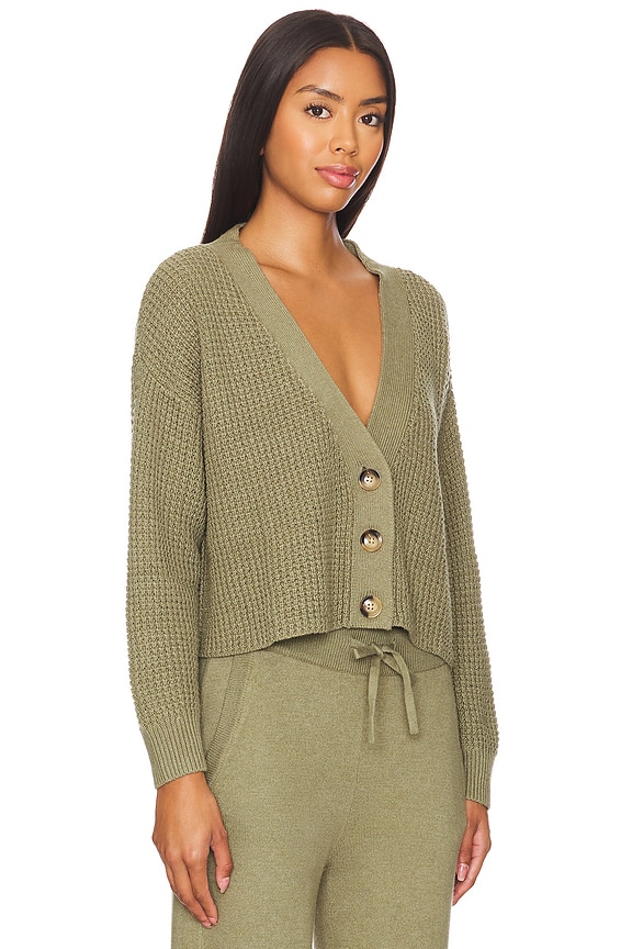 view 2 of 4 КАРДИГАН RECYCLED SWEATER CROPPED in Moss