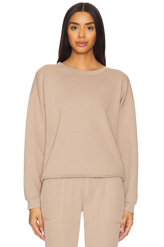 view 2 of 5 Reversible Plush Sweatshirt in Toffee