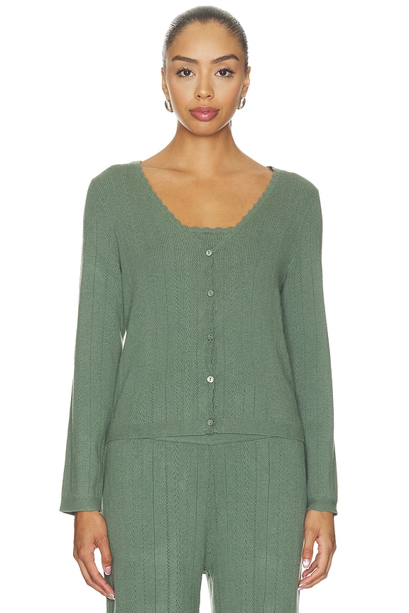 view 2 of 6 GILET MAILLE POINTELLE POINTELLE CARDIGAN in Desert Sage