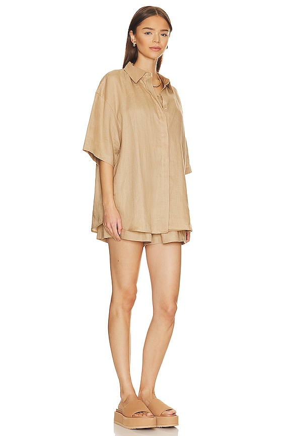 view 2 of 4 Linen Solid 3 Pc Set in Khaki