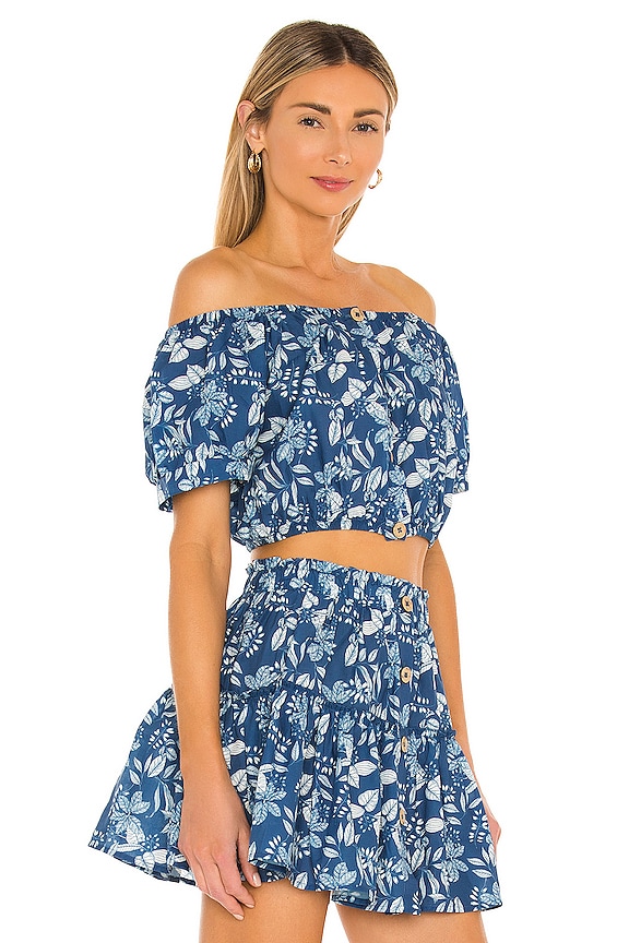 view 2 of 4 Harper Top in Bright Indigo & Off White