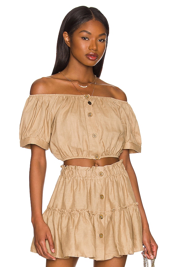 view 1 of 4 Linen Harper Top in Khaki