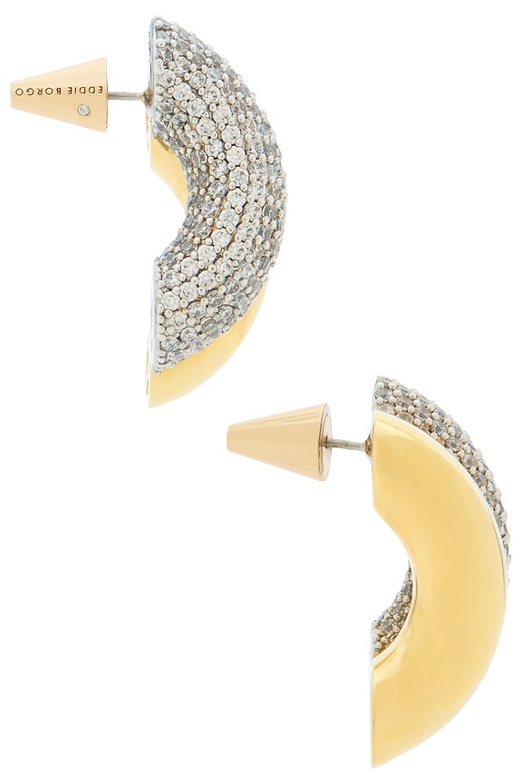 view 2 of 3 PENDIENTES DE TACHUELA PAVÉ TWO TONE TORSADE in Gold & Silver