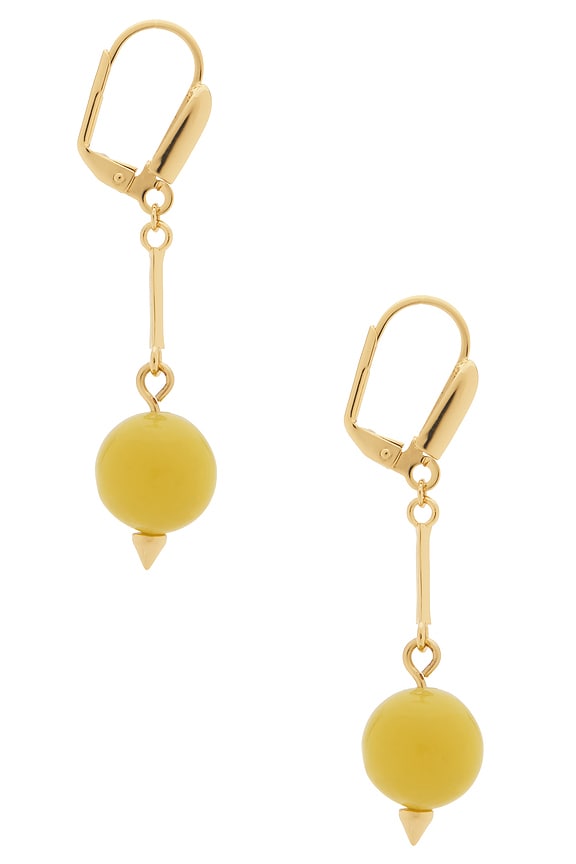 view 2 of 3 Beaded Sphere Teardrop Earrings in Gold & Jade