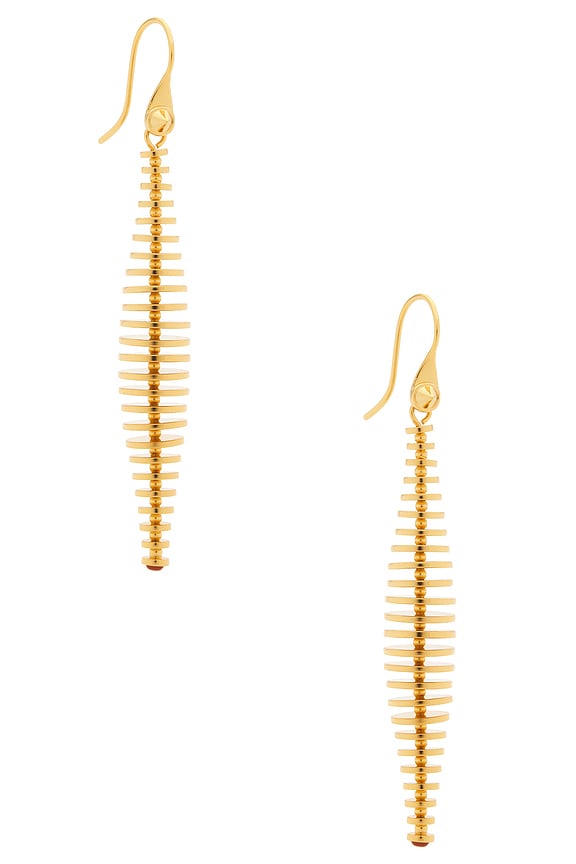 view 1 of 3 PENDIENTES LARGOS DISCUS in Gold & Carnelian
