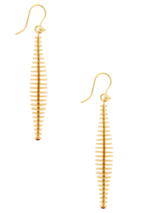 view 2 of 3 PENDIENTES LARGOS DISCUS in Gold & Carnelian