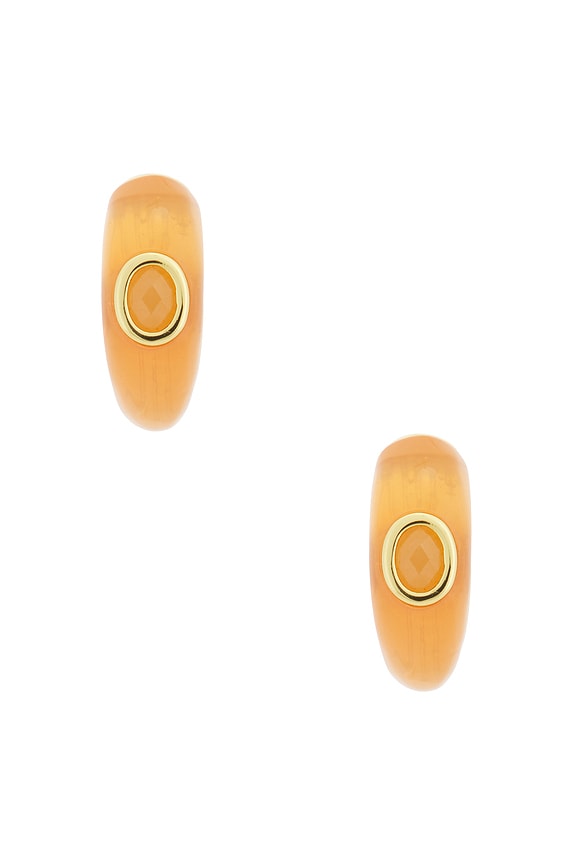 view 2 of 4 Callie Hoop Earrings in Amber & Aragonite