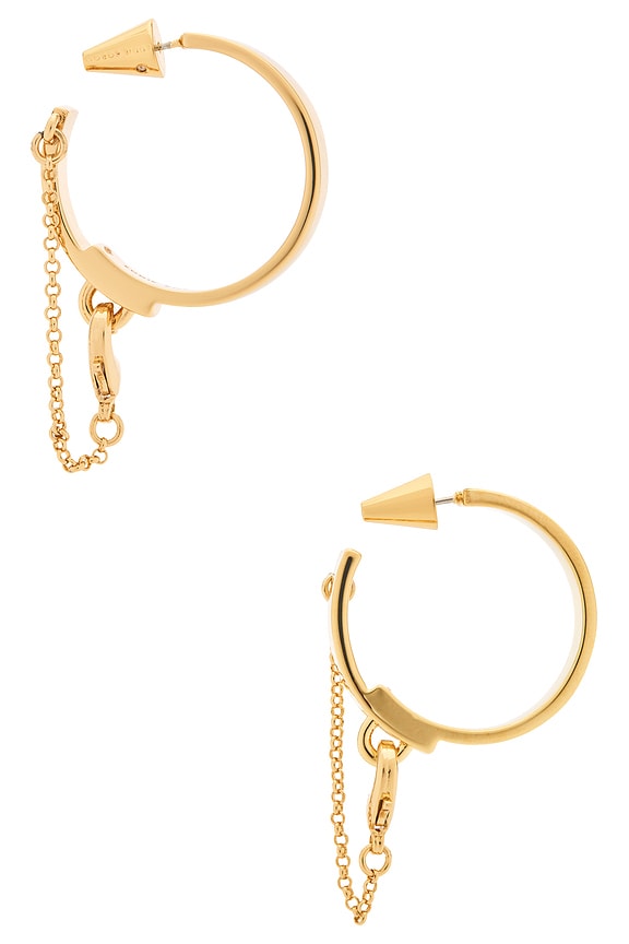view 2 of 3 Safety Chain Hoop Earrings in Gold