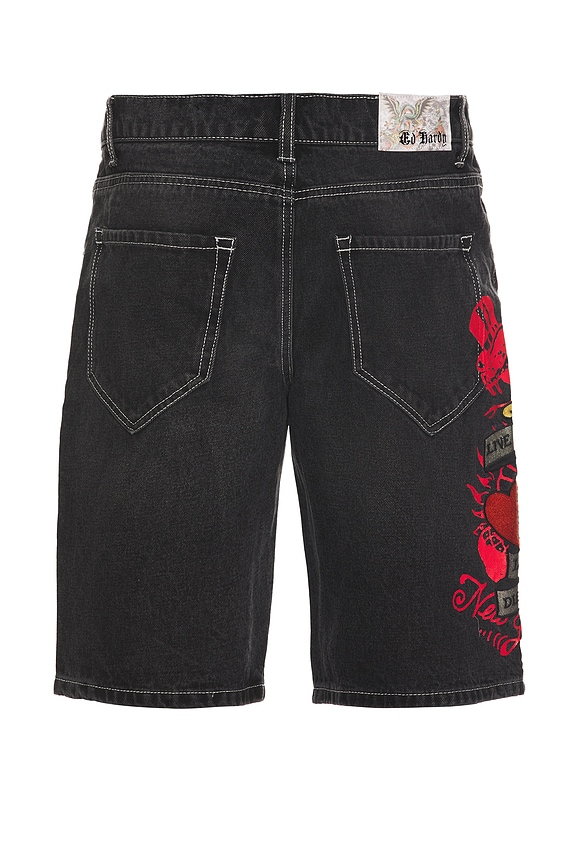 view 2 of 6 SHORTS DE MEZCLILLA SKATER LIVE FAST in Y2k Black