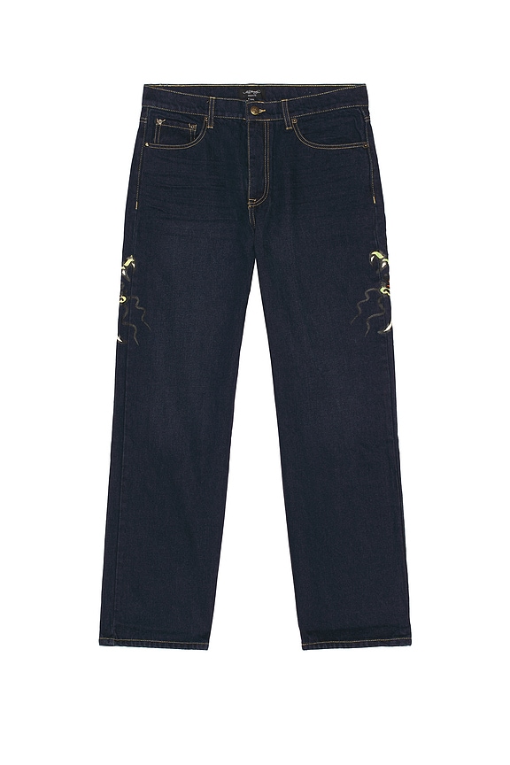 【希少】Ed Hardy スカル　蛇　鷹　刺繍　ダメージ　デニムパンツ Ed Hardy Dragons Selvage Baggy Denim Pants in Dark Denim | REVOLVE