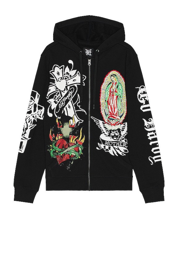 Ed Hardy Mother Mary Hoodie in Black | REVOLVE