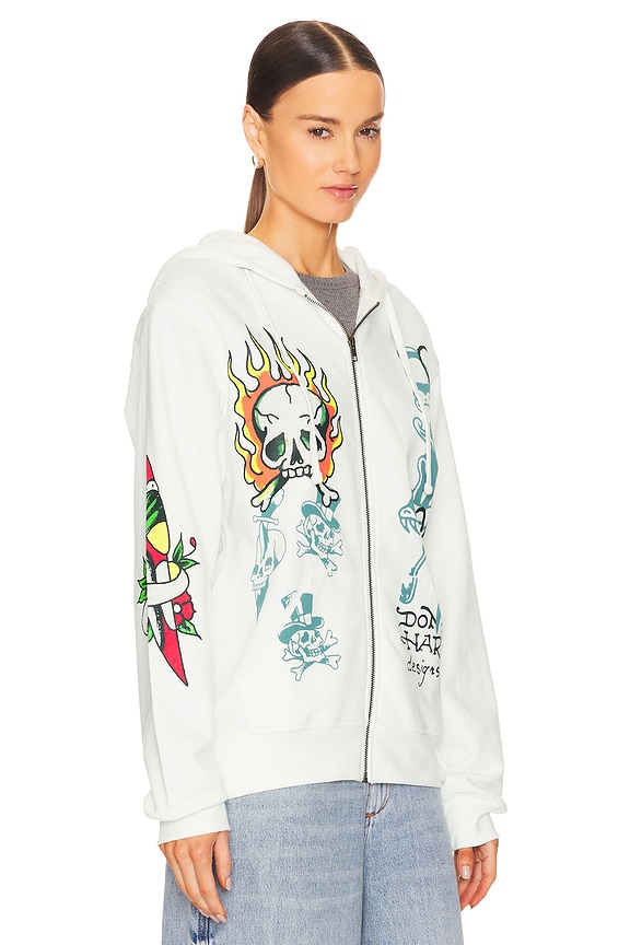 view 2 of 4 SUDADERA FLAME SKULL in Ivory