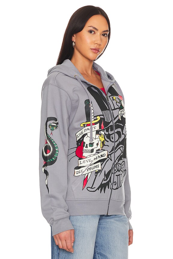 view 2 of 4 Lks Skull Hoodie in Light Grey