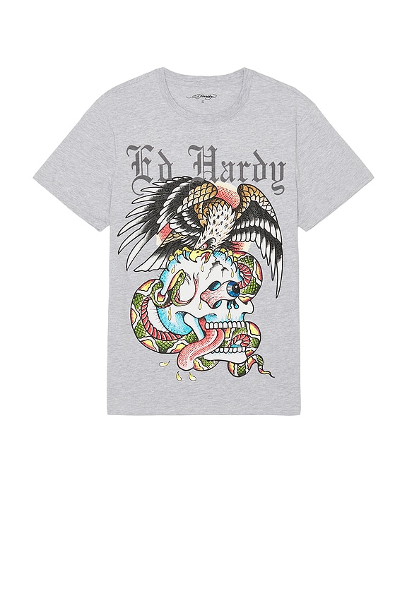 view 1 of 4 Rhinestone Battle Tee in Heather Grey