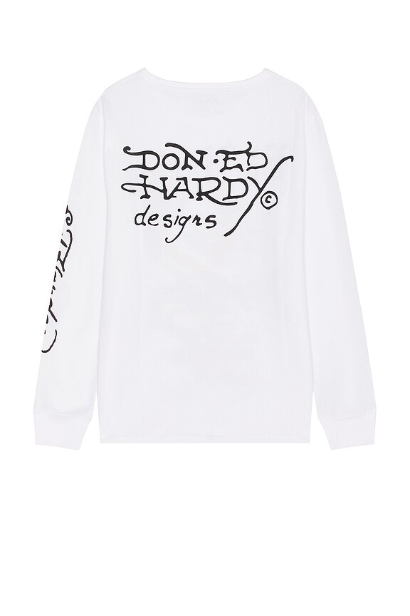 view 2 of 3 Dragon Long Sleeve Thermal Tee in White