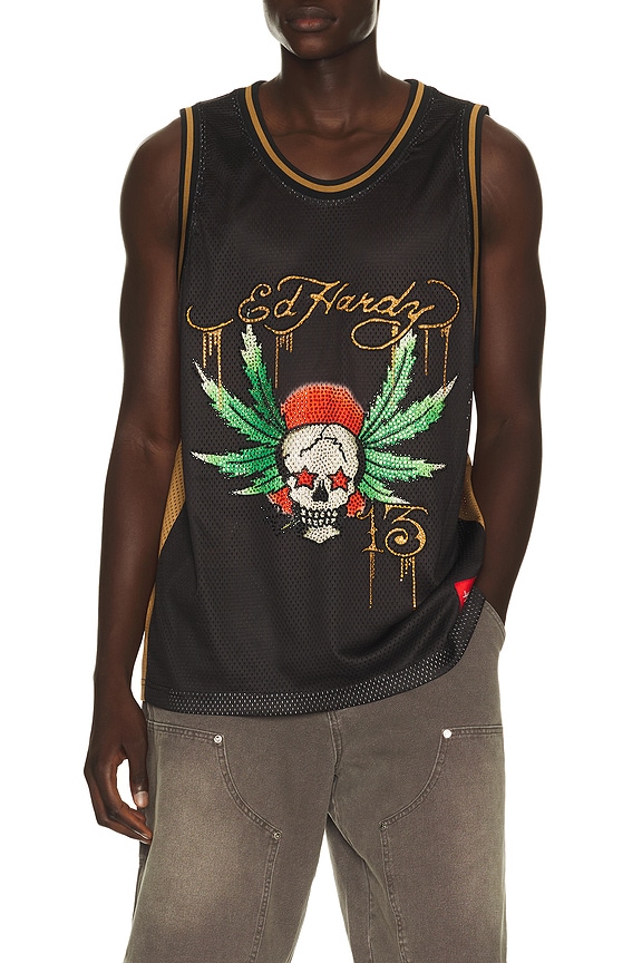 view 1 of 5 By Appointment Only Weed Skull Jersey in Black