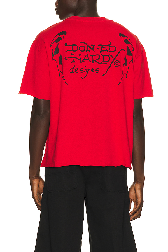 view 2 of 4 Skull Roses Boxy Cropped Tee in Mineral Red