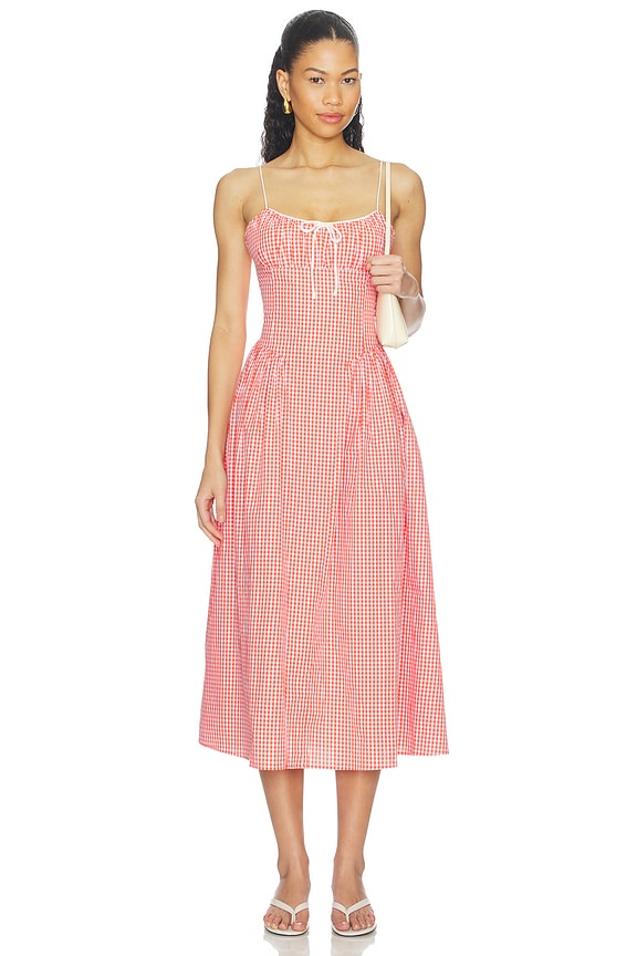view 1 of 4 ROBE LYLA in Coral Red Gingham