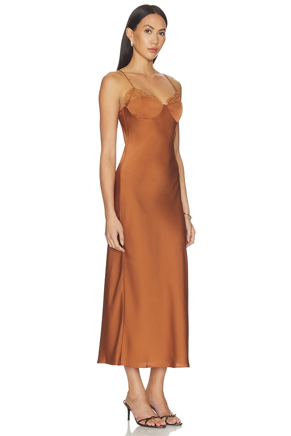 view 2 of 4 VESTIDO DE SATÉN TIPO LENCERÍA NOCTURNE  in Caramelized