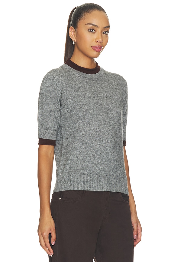 view 2 of 4 Sloane Contrast Crew Neck Sweater in Grey Brown