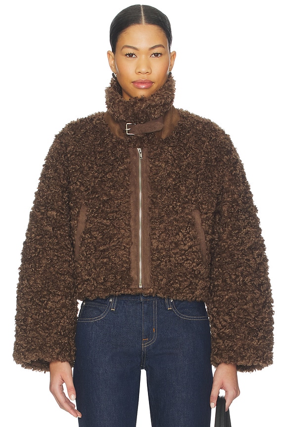view 2 of 5 Rio Faux Fur Jacket in Choco Brown