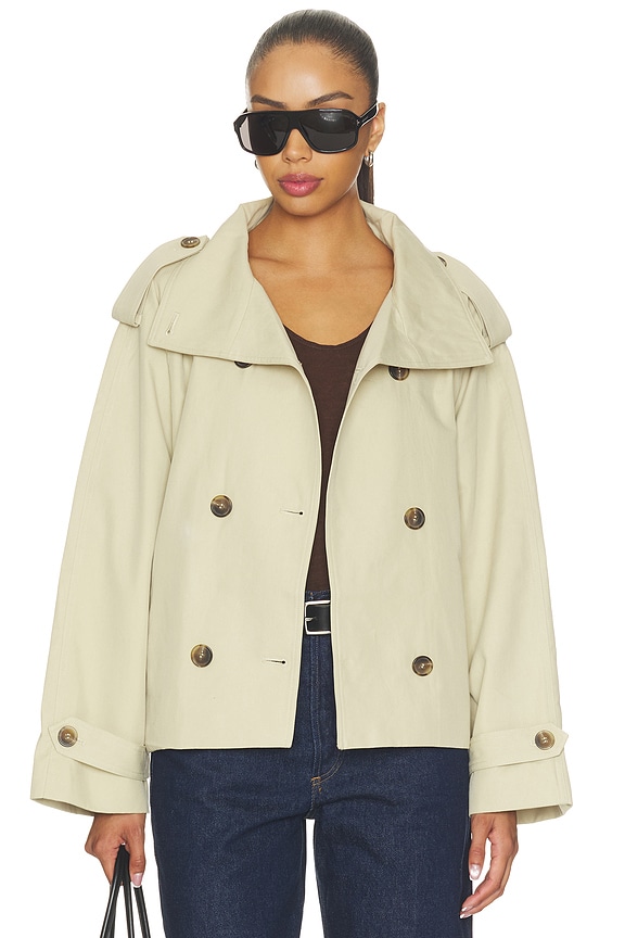view 2 of 5 Saint Cropped Trench Jacket in Khaki
