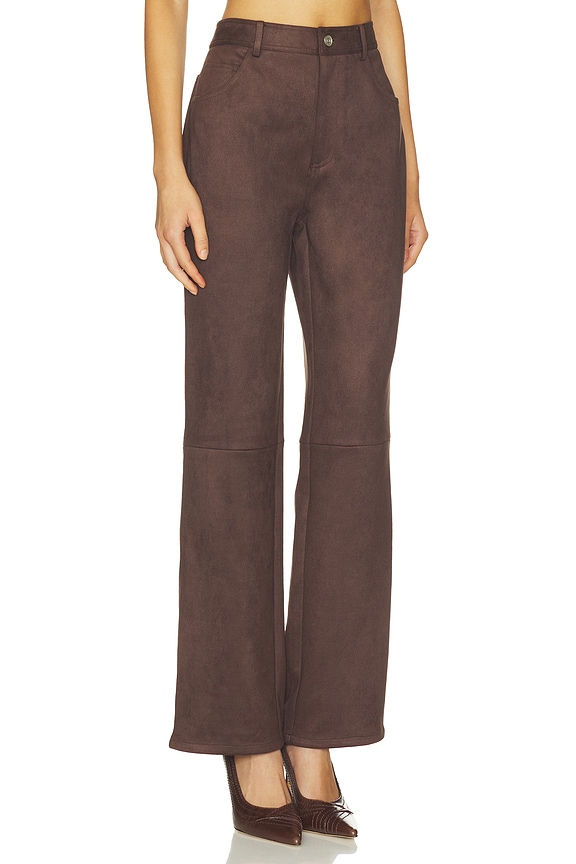 view 2 of 6 Etienne Faux Suede Pant in Chocolate Fondant