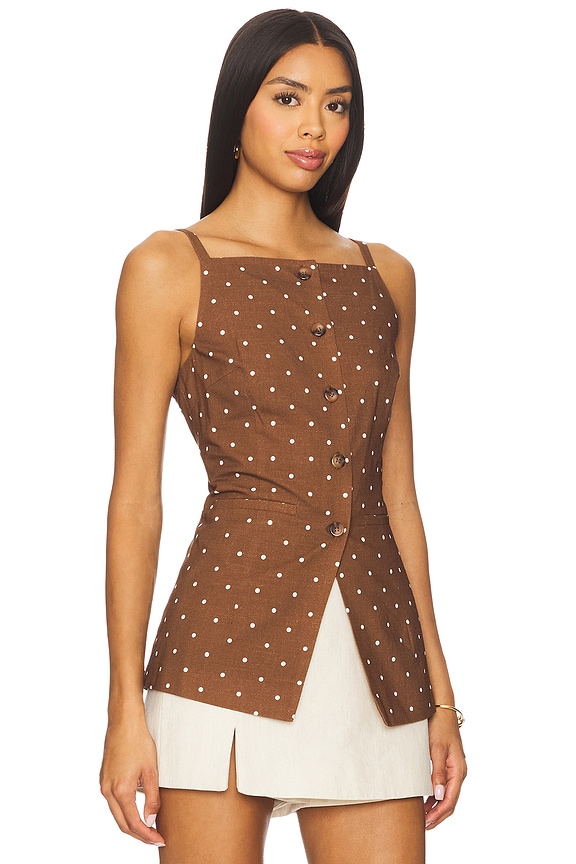 view 2 of 5 Elsie Top in Brown Ivory Dot