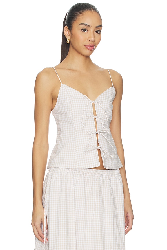 view 2 of 5 Vionnet Top in Taupe Gingham